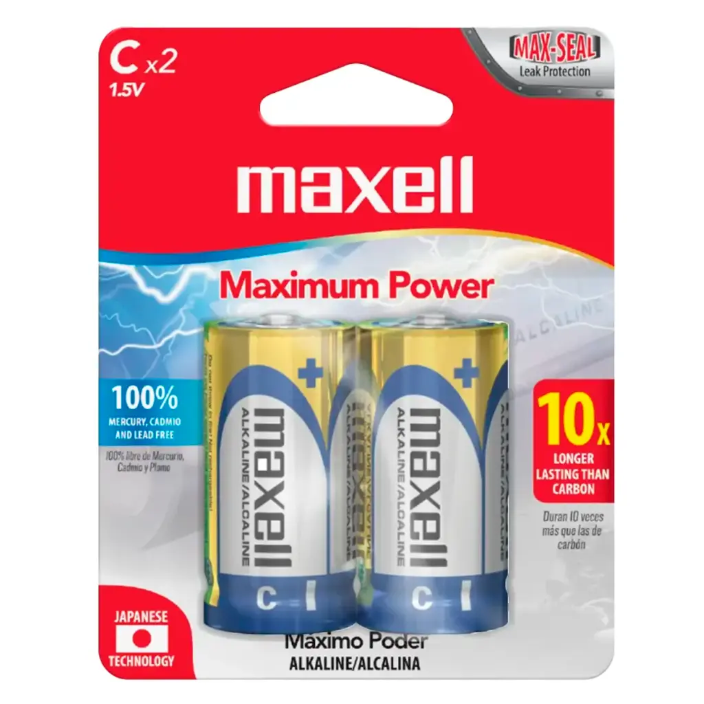 2x Pila Batería Maxell Tipo C LR14(GD) 1.5V Alcalina