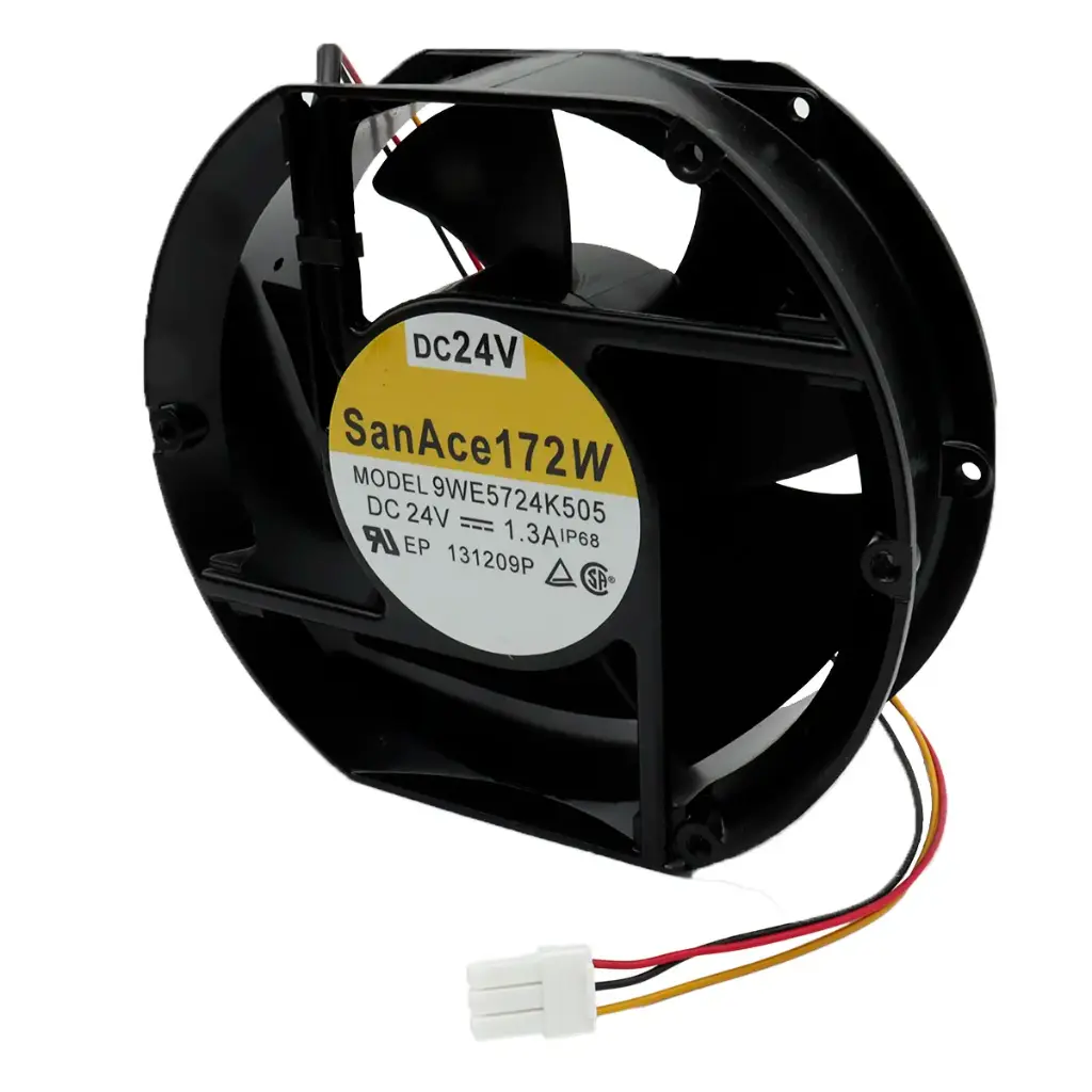 Ventilador Sanyo Denki SanAce172W 9WE5724K505 24VDC 1.3A 31.2W 175mm x 58mm x 155mm 5 Aspas Conector Blanco 3 Pines Grande 3 Cables