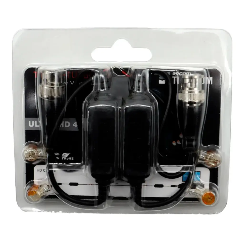 Kit Cable Transceptor Balun epcom Titanium TF101FTURBOEXT 4K HD-TVI 200M UTP 5e/6 Exterior 