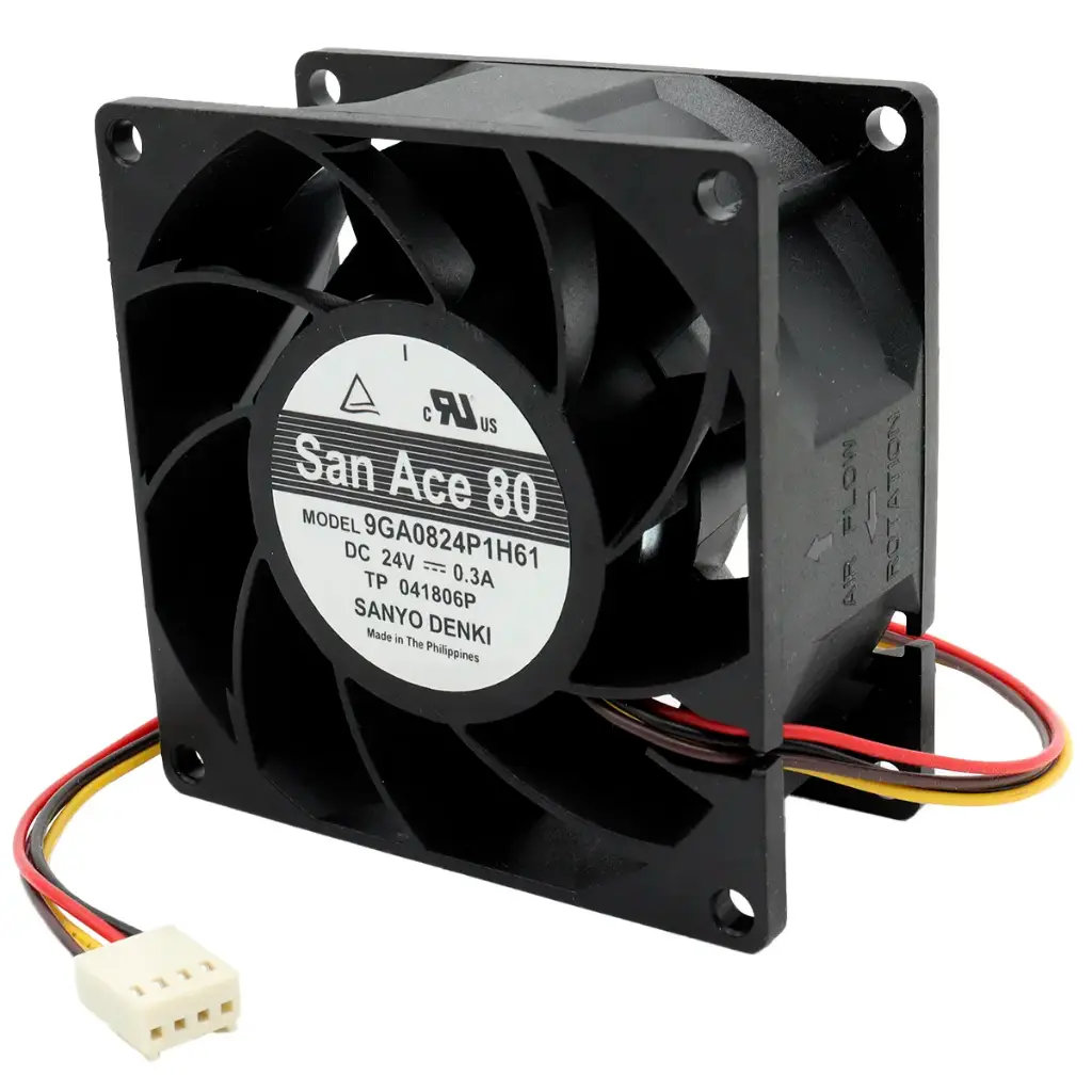Ventilador Sanyo Denki SanAce80 9GA0824P1H61 24V DC 0.3A 7.2W 80 mm x 80 mm x 37 mm Conector Blanco 4 Pines 4 Cables