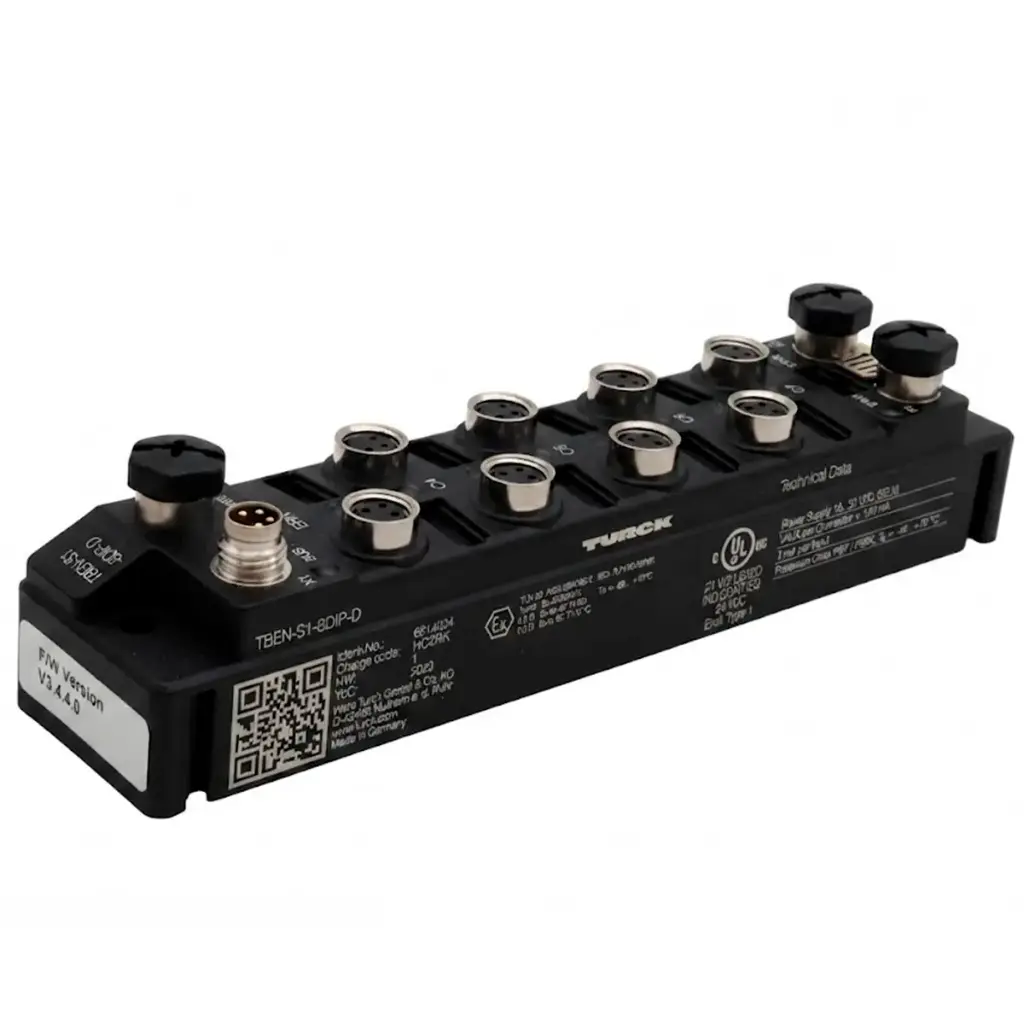 Módulo de E/S Turck TBEN-S1-8DIP-D 24V DC Multiprotocolo Para Ethernet IP67/IP69K 8 Entradas Digitales PNP