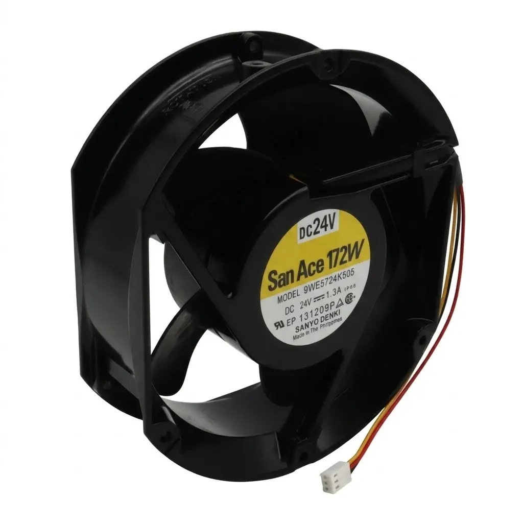 Ventilador Sanyo Denki SanAce172W 9WE5724K505 24VDC 1.3A 31.2W 175mm x 58mm x 155mm 5 Aspas Redondeadas Conector Blanco 3 Pines Chico 3 Cables