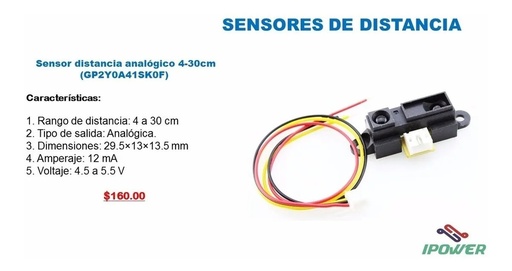[121] Sensor De Distancia Infrarrojo IR Sharp GP2Y0A41SK0F 4cm A 30cm Arduino PIC