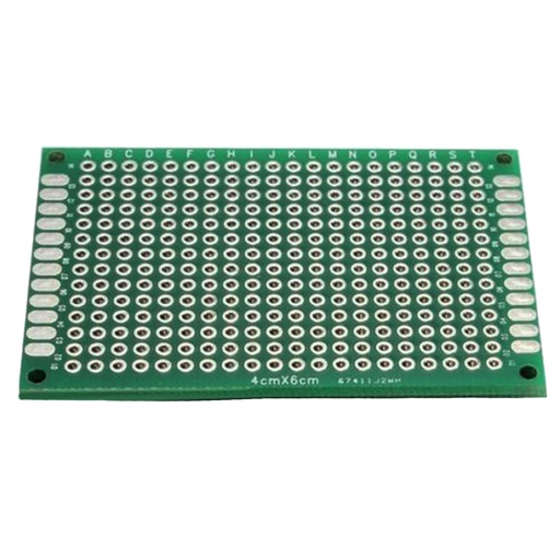 [217] Placa Fenólica Perforada 4x6 Cm Con Recubrimiento Verde De Cobre Y Baquelita