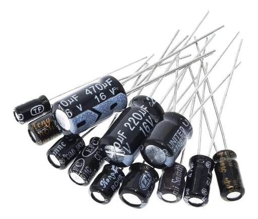 [374] 120x Capacitores Electrolíticos 12 Valores 1uF - 470uF