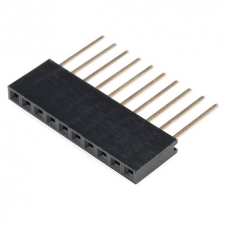 [594] Tira Header Conector De 10 Pines Hembra Apilable Para Arduino