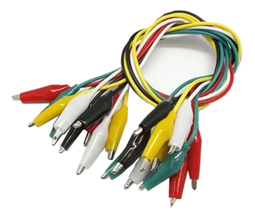 [653] Kit Juego De 10 Cables Con Caimán Tenaza Chico