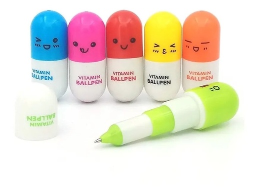 [870] Pluma Bolígrafo en Forma de Píldora Tinta Azul