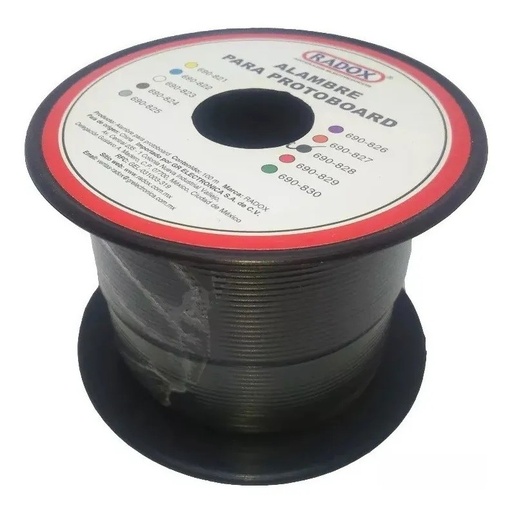 [1568] Rollo de alambre para protoboard negro 100 m.