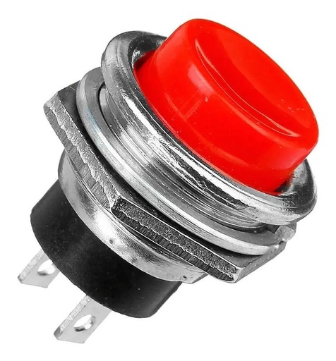 [2024] Botón Pulsador Push Button On Rojo 2 pines NA Mediano