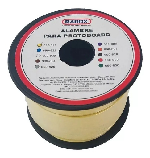 [2299] Rollo de Alambre para Protoboard Amarillo 100m