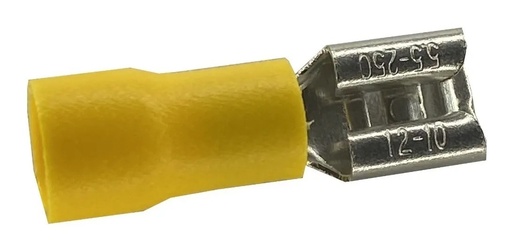 [2303] Terminal De Latón Tipo Faston, Hembra, Con Forro Amarillo
