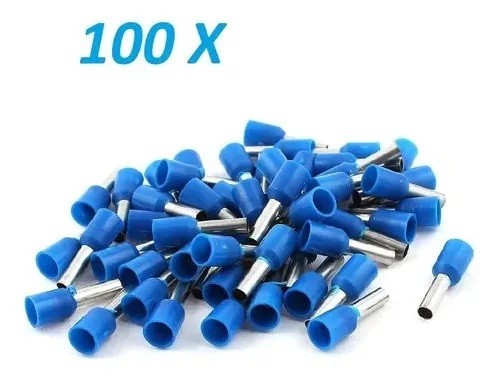 [2578] 100x Terminales Ferrules Cal 12 AWG Cilíndricas Eléctricas Aisladas Cable E4009 AZUL