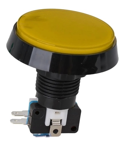 [2625] Pulsador Interruptor Redondo Grande Amarillo Con Piloto Arcade Juego