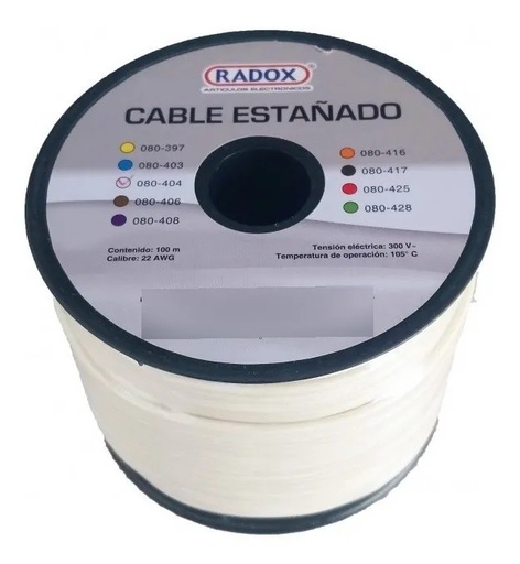 [2631] Rollo De Cable Estañado Calibre 22 Blanco100 m