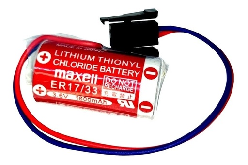 [2642] Pila Batería Maxell Er17/33 3.6V 1600mAh 1/2AA Conector Negro Lithium Thionyl Para PLC