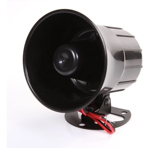 [2675] Sirena Bocina Alambrica Alarma Color Negro Horn 1 Tono 12v