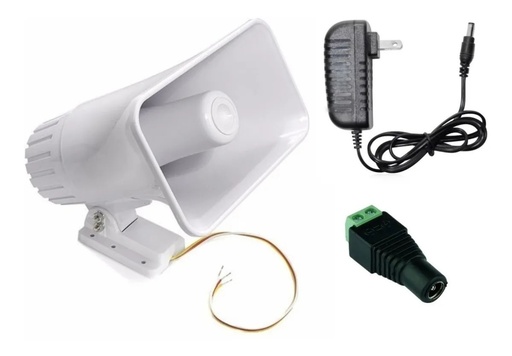 [2680] Kit Sirena 2 Tonos Alarma Bocina 30 Watts Eliminador 12v