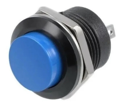 [2698] Botón Pulsador Push Button On 2 Pines Na Mediano AZUL Plastico