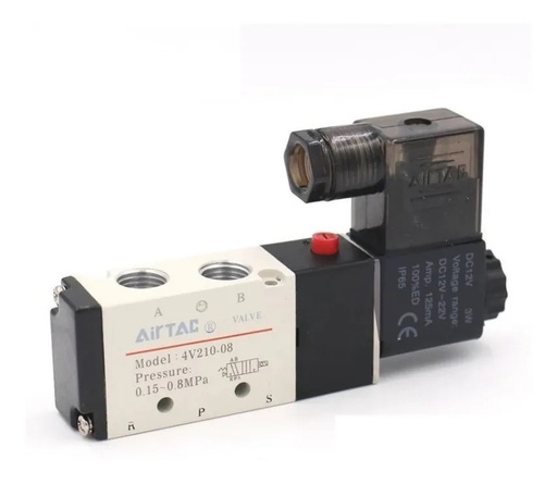 [2853] Válvula Neumática Airtac 4V210-08 12V DC 5 Vías 2 Posiciones