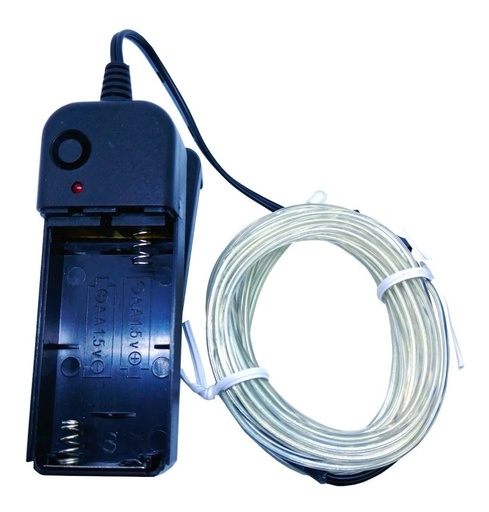[2868] Cable Tira Hilo 3m Luminoso Luz Neon Blanco Con Portapila DJ Tron LED