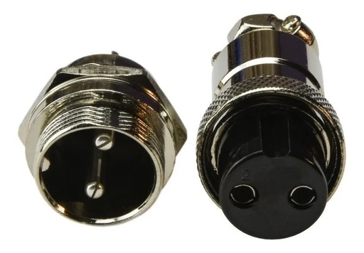 [2965] Conector Terminal De Aviación GX16 2 Pines Metal Circular Cnc (Cable-Pared)