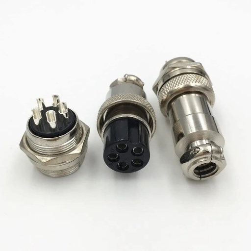 [2975] Conector Terminal De Aviación GX16 5 Pines Metal Circular Cnc (Cable-Cable)