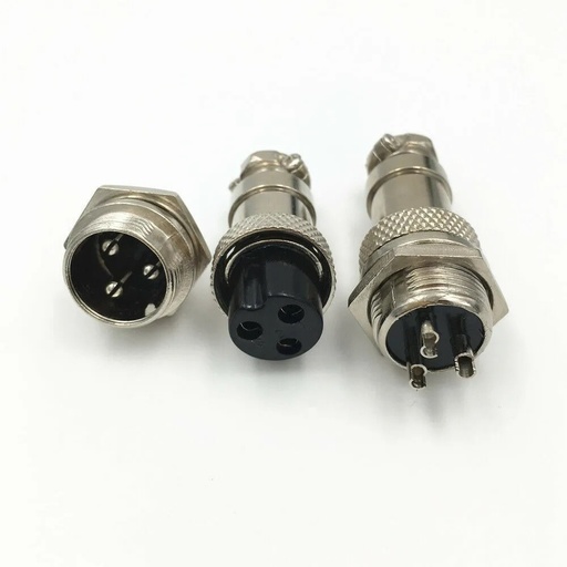 [2981] Conector Terminal De Aviación GX16 3 Pines Metal Circular Cnc (Cable-Cable)