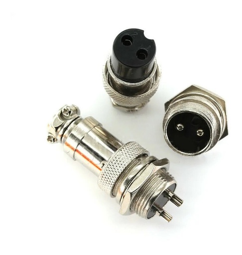 [2983] Conector Terminal De Aviación GX20 2 Pines Metal Circular Cnc (Cable-Cable)