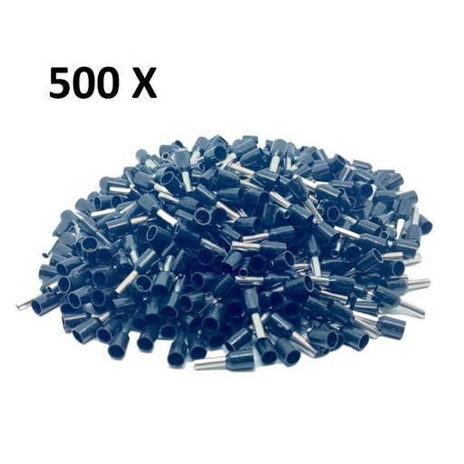 [3048] 500x Terminales Ferrules Cal 12 AWG Cilíndricas Eléctricas Aisladas Cable E4009 NEGRO