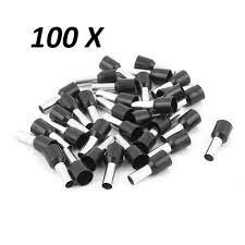 [3060] 100x Terminales Ferrules Cal 20 AWG Cilíndricas Eléctricas Aisladas Cable E7508 NEGRO