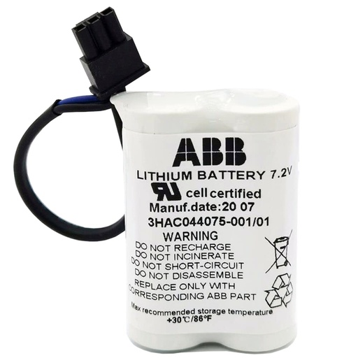 [4590] Pila Batería Saft Litio 3HAC044075-001 7.2v 3.6Ah Conector Negro.