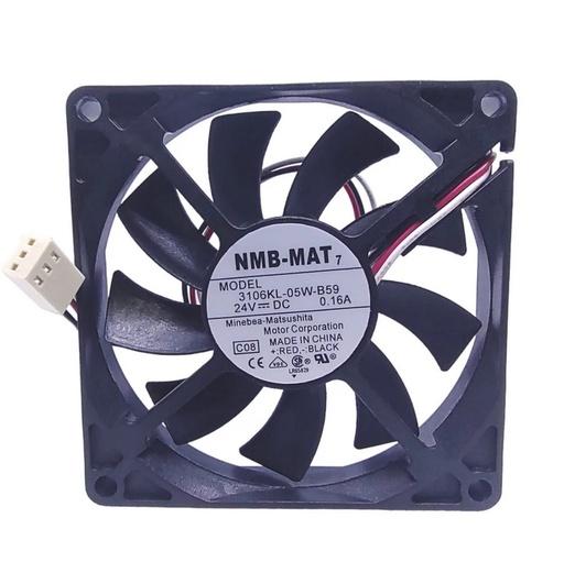 [4692] Ventilador NMB-MAT 3106KL-05W-B59 C08 24VDC 0.16A  80mm x 15mm x 80mm Con Conector Blanco de tres pines