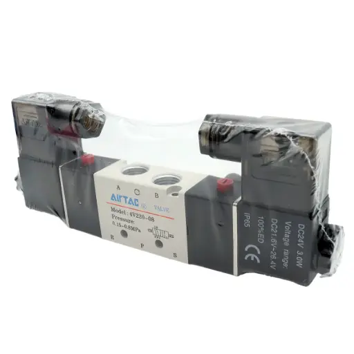 [4746] Válvula Neumática Airtac 4V220-08 24V DC 5 Vías 2 Posiciones Doble Bobina