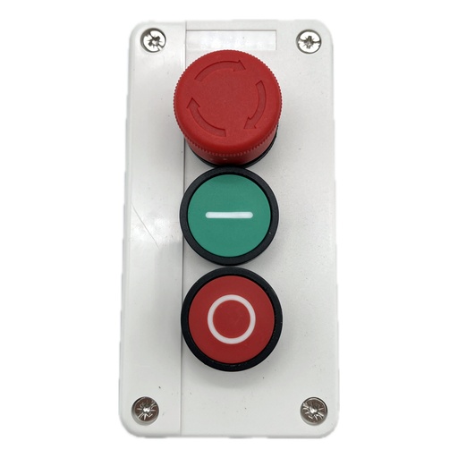 [4868] Botonera Industrial BX03-22M 3 Botones Pulsadores y Paro de Emergencia 400VAC 10A Arranque Paro Emergencia