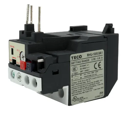 [4936] Relevador Relay Relé TECO RHU-10/0.8A1 Sobrecarga de Temperatura 0.55A - 0.8A