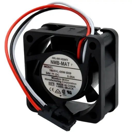 [5143] Ventilador NMB-MAT 1608VL-05W-B59 BE1 A90L-0001-0528#70 24V DC 0.09A 40mm x 40mm x 20mm Conector Negro 3 Pines
