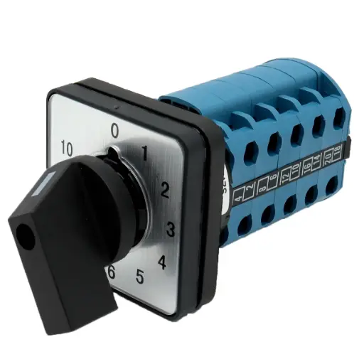 [5158] Selector Leva Universal SZW26-20/0-10.5  660V 20A 48mm x 48mm 20 Terminales Once Posiciones Montaje en Panel