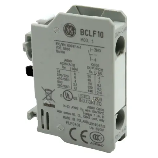 [5166] Bloque De Contacto Auxiliar General Electric BCLF10 10A 600V AC Normalmente Abierto NA