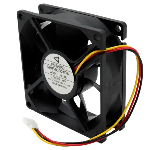 [5234] Ventilador Melco Technorex CA1530H01 MMF-08G24DS 24V DC 0.10A 2.4W 80mm x 80mm x 25mm 3 Cables Conector Blanco
