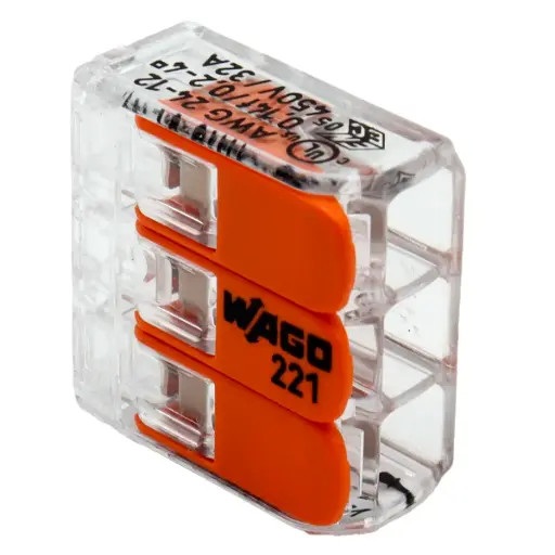 [5258] Conector de Empalme Eléctrico de Palanca Wago 221-613 3-1  Naranja