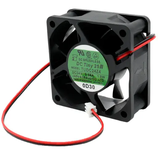 [5330] Ventilador Japan Servo TUDC24Z4 DC Tiny 25 24V DC 0.08A 1.8W 60 mm x 60 mm x 25 mm Conector Blanco 2 Pines 2 Cables