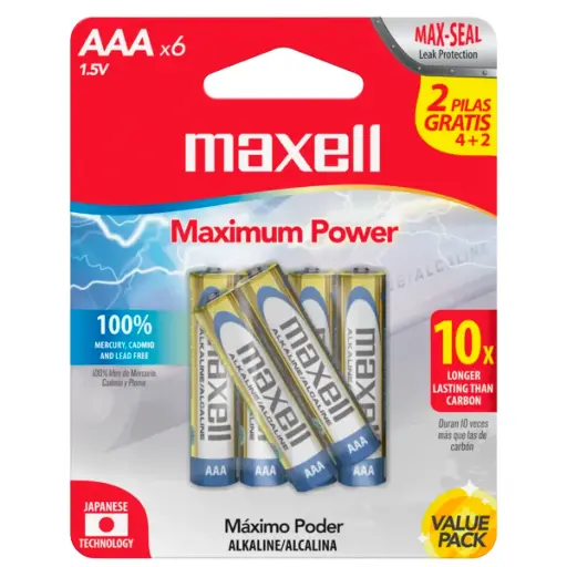 [5377] 6x Pila Batería Maxell AAA LR03 1.5V Alcalina