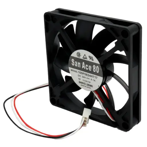 [5491] Ventilador Sanyo Denki SanAce80 109P0824H717 24V DC 0.1A 2.4W 80 mm x 80 mm x 15 mm Conector Blanco 3 Pines 3 Cables