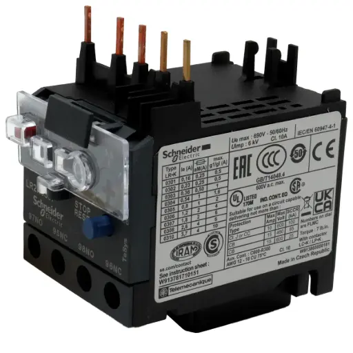 [5510] Relevador Relé Relay Térmico Sobrecarga Ajustable TeSys Control Schneider Electric LR2K0307 1.2 ... 1.8 A Clase 10A