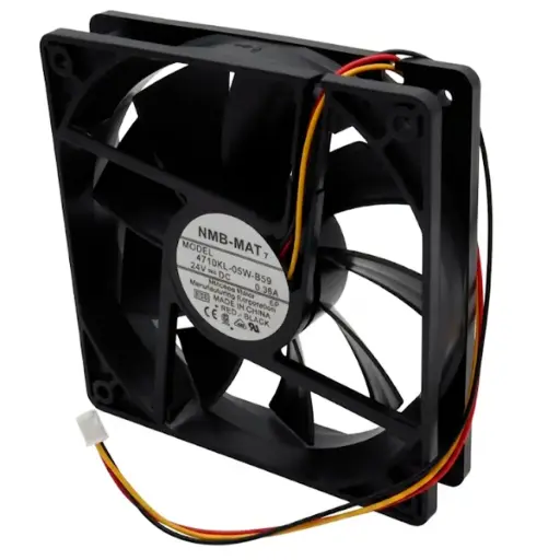 [5709] Ventilador NMB-MAT 4710KL-05W-B59 E50 24V DC 0.38A 9.12A 120 mm x 120 mm x 26 mm Conector Blanco Pequeño 3 Pines 3 Cables