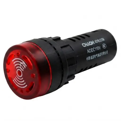 [5741] Lampara Indicadora Luz Piloto Con Buzzer CNAOM AAD16-22SM 110V AC/DC Roja Empotrable 22mm